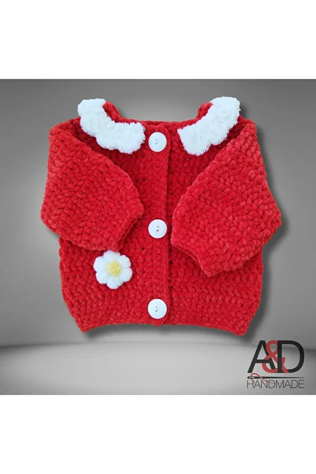 Детский кардиган для девочек из вельвета A&D Handmade, Pomegranate Blossom — фото 3