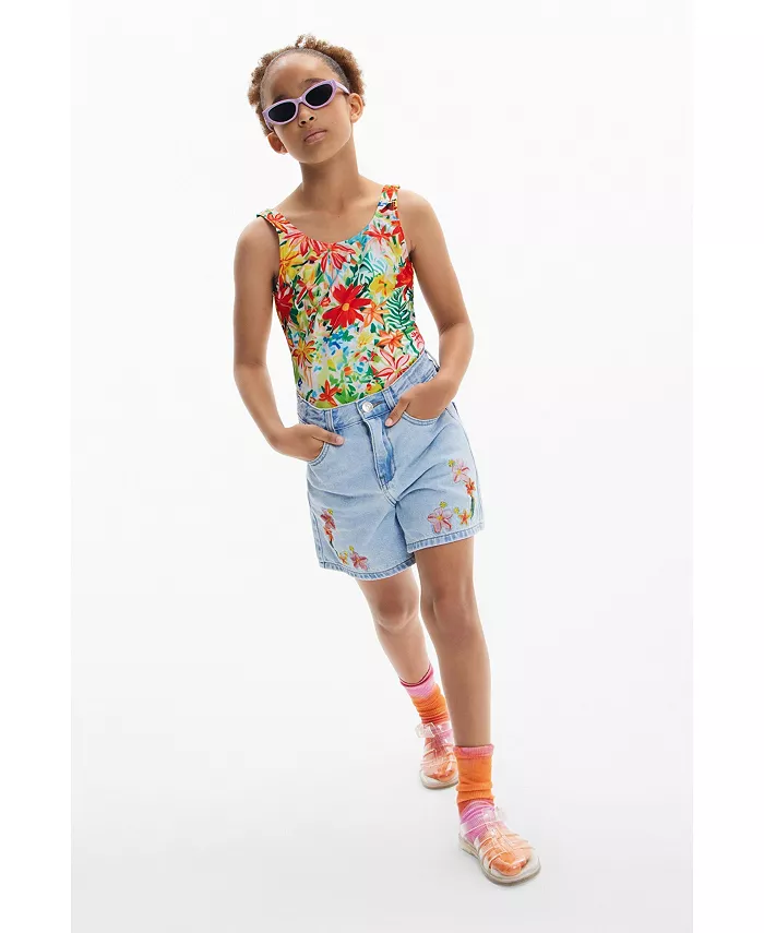 

Детские джинсовые шорты с принтом Girls's Printed denim pants Desigual, синий