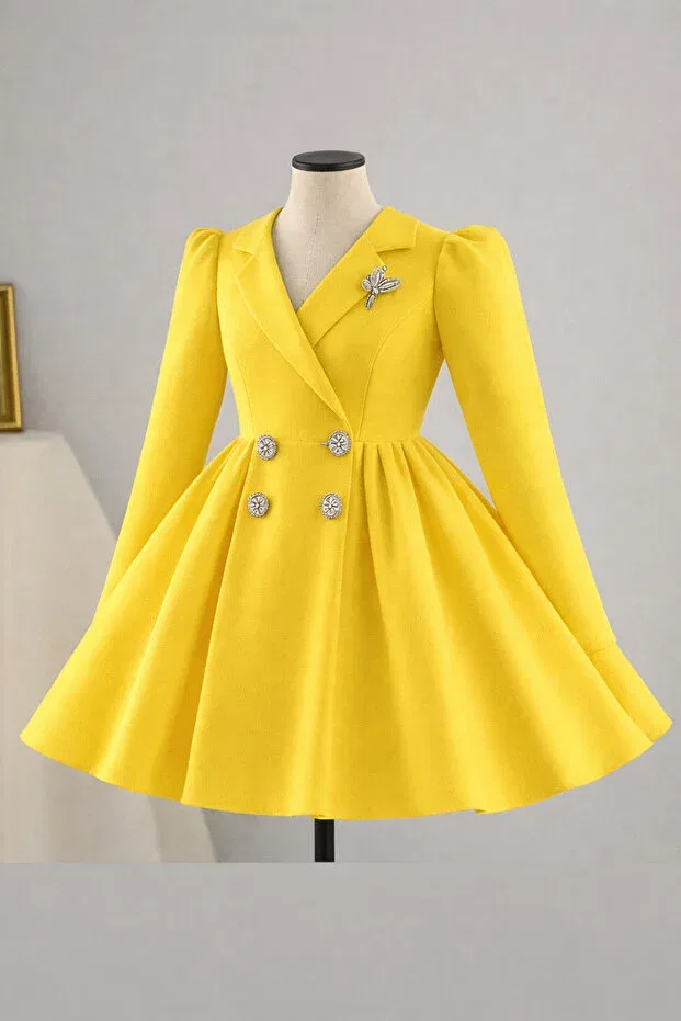 Детское платье для девочек с длинным рукавом Umay Model Musgem, Yellow