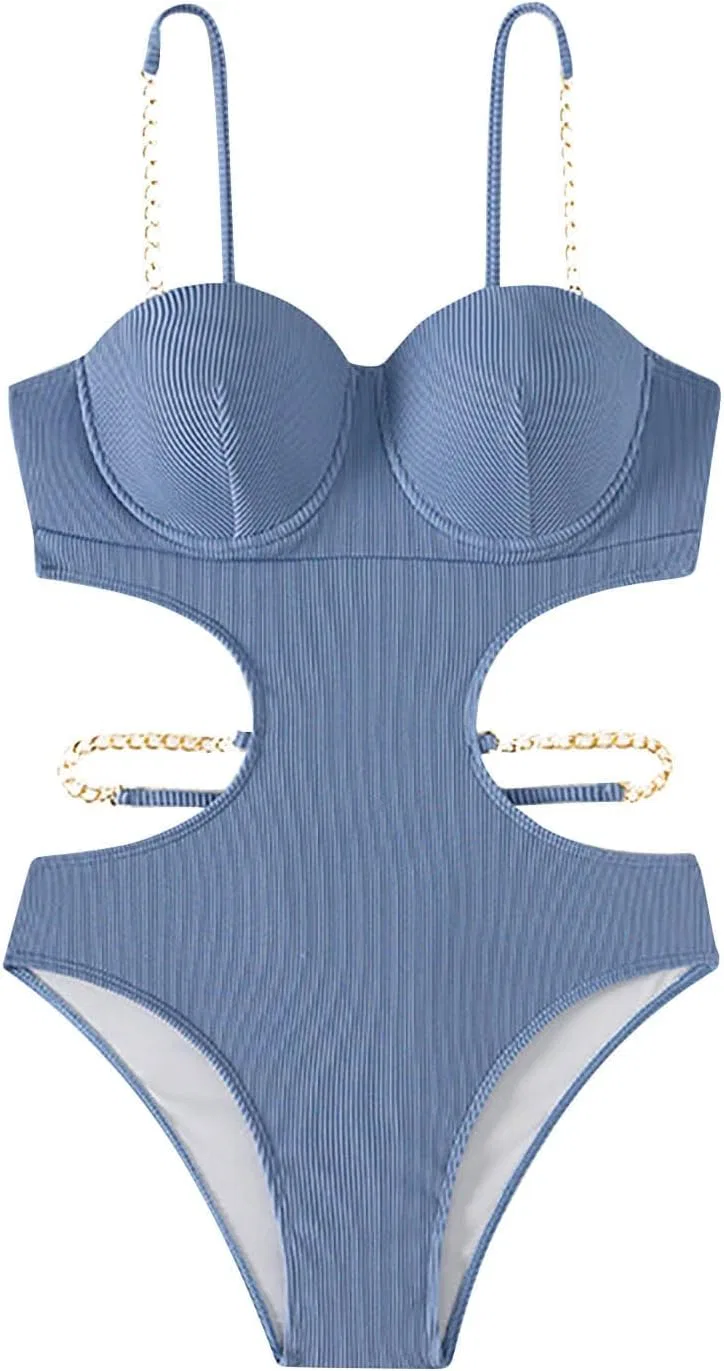 Женский цельный купальник с вырезами Monokini, Dark Blue