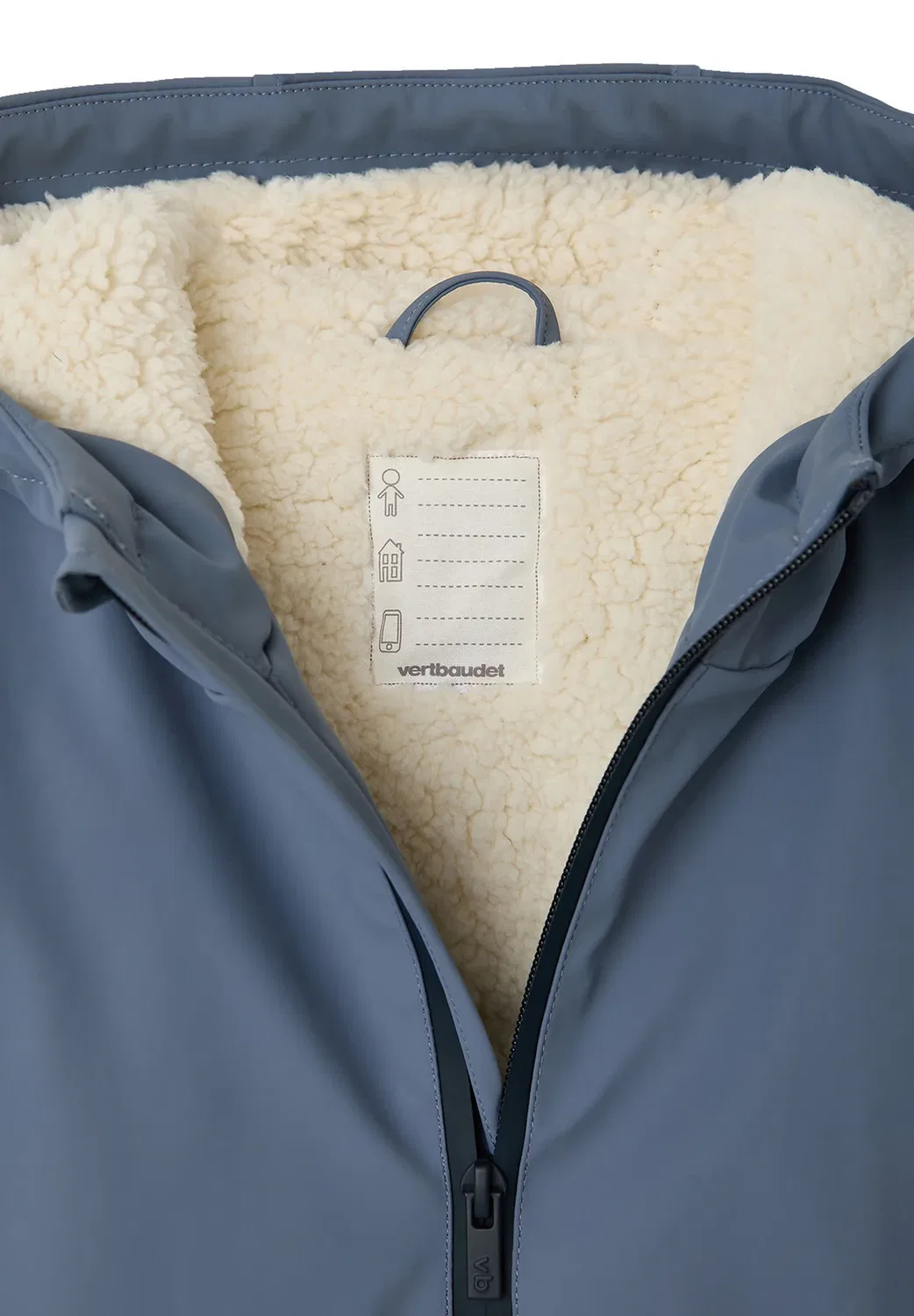 Jungen regenjacke mit kapuze & teddyfleece-futter - парка Vertbaudet, Graublau — фото 3