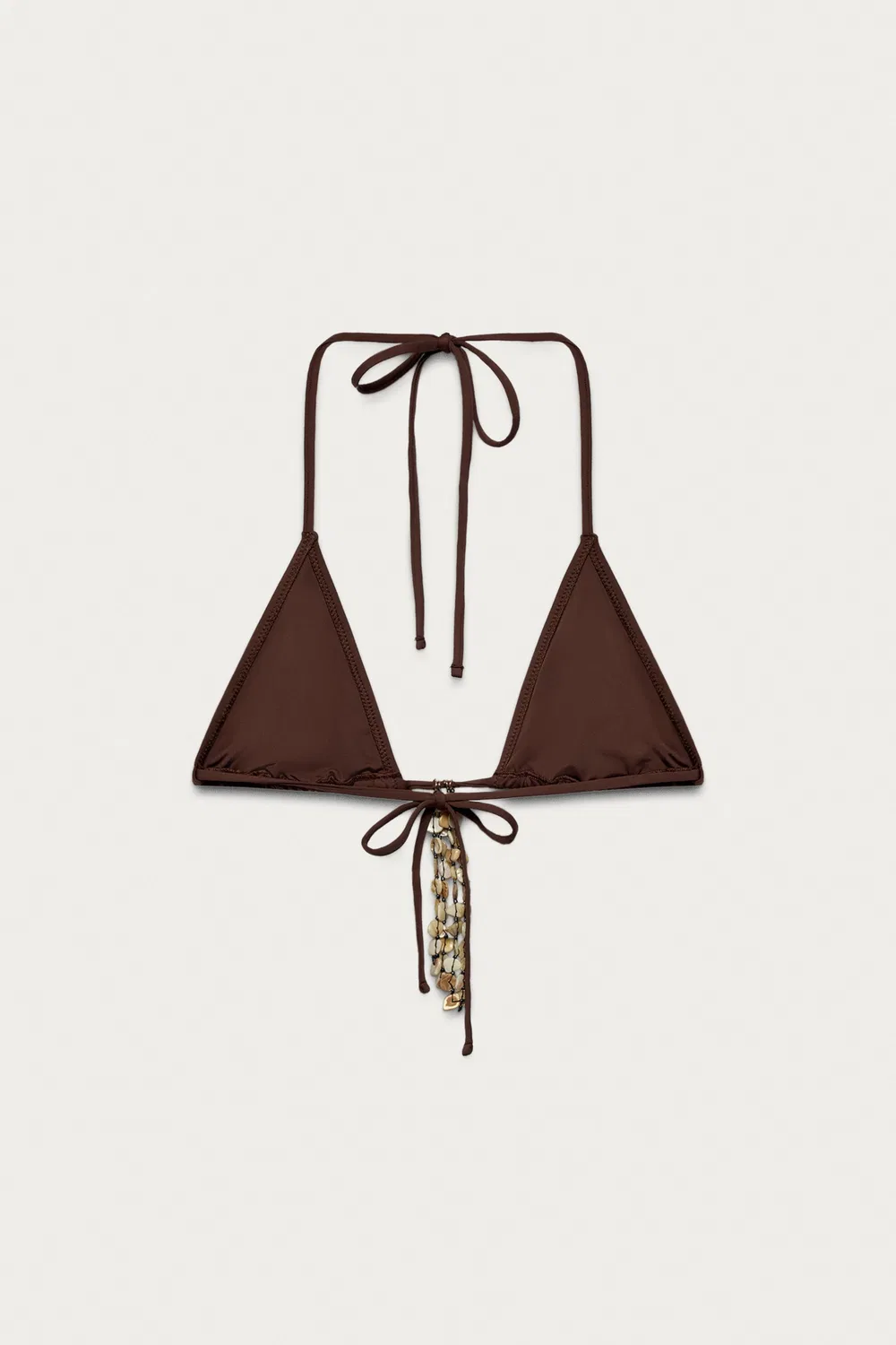 Топ от бикини Marisa Berenson x Zara Shell Triangle, Brown — фото 2