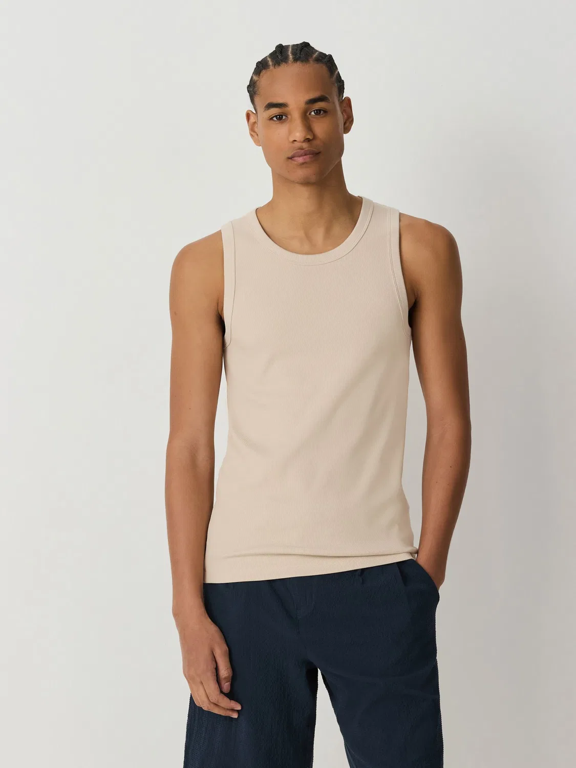 Майка Slim Fit Ribbed, модель Natural Next, натуральный