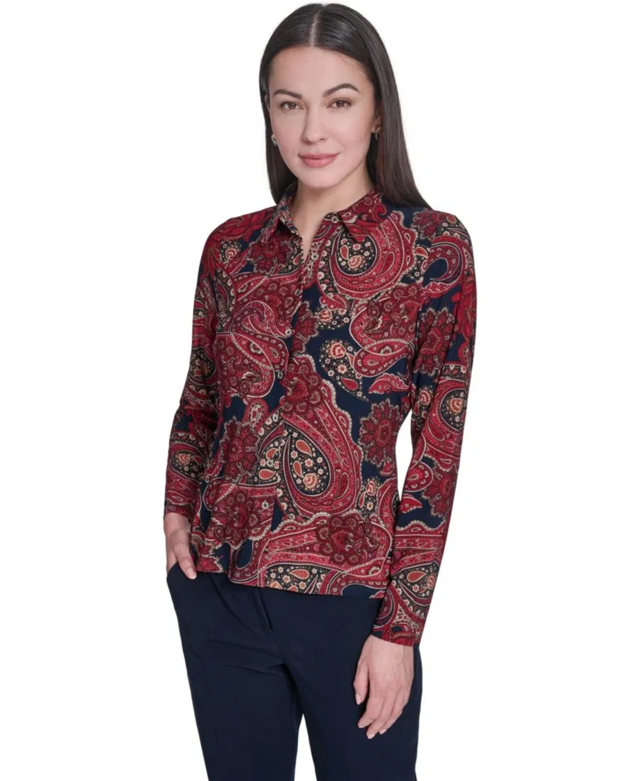 Женская рубашка с длинным рукавом, с принтом пейсли Tommy Hilfiger, Midnight Multi