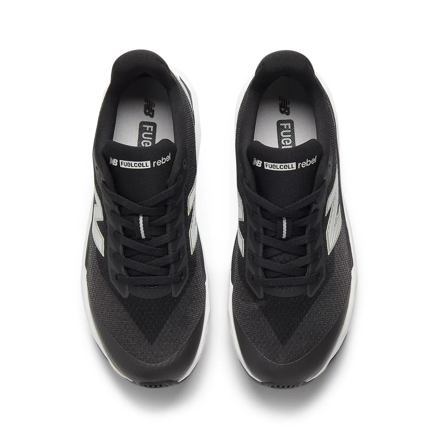 Детские кроссовки на шнуровке с пеноматериалом FuelCell Rebel New Balance, Black With White — фото 4