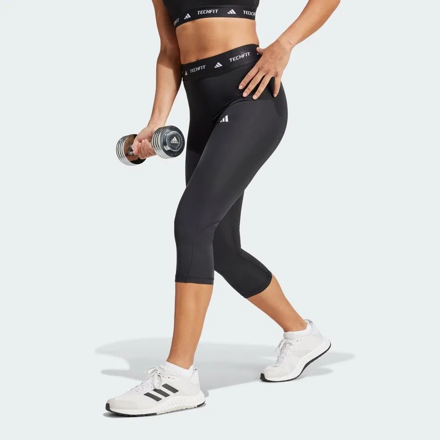 Спортивные узкие брюки ADIDAS PERFORMANCE «Капри» черного цвета — фото 2