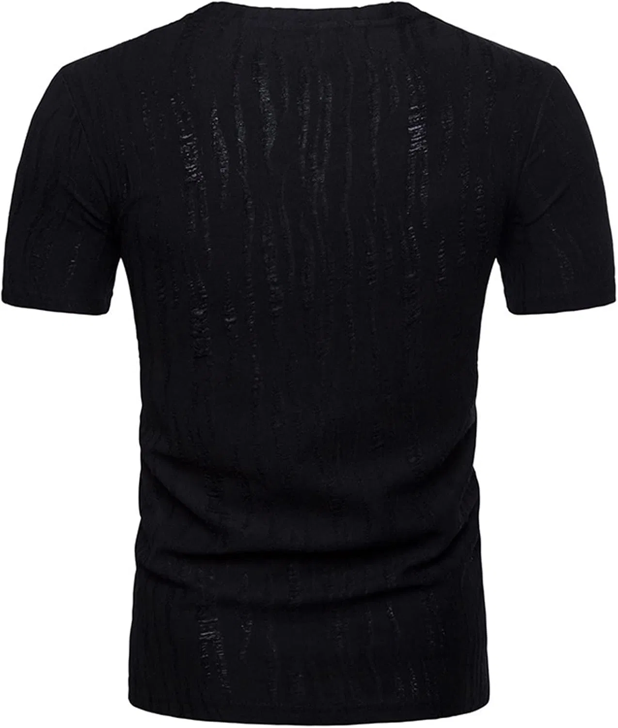 Мужская футболка с V-образным вырезом Henley, Black — фото 3