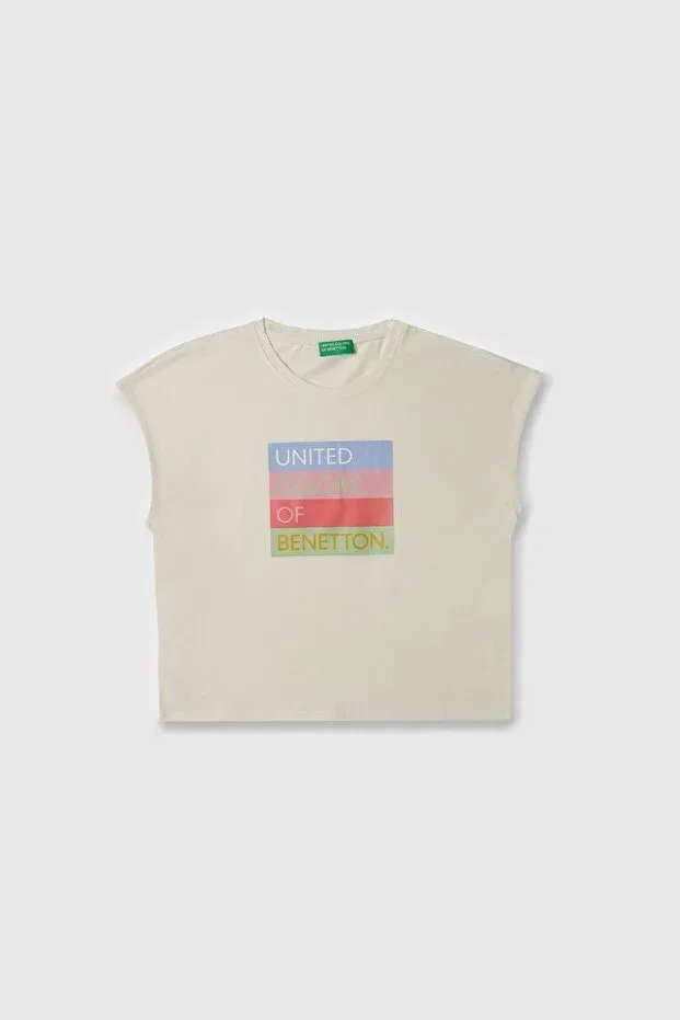 Детская футболка для девочек с принтом 4-14 лет Benetton, White