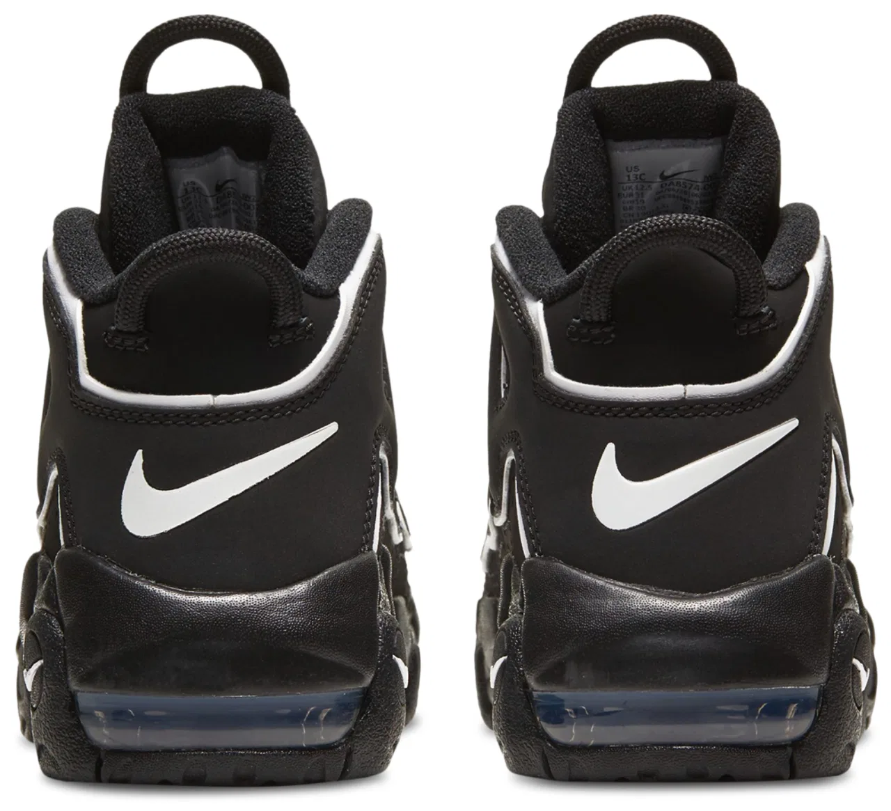 Детские кроссовки для мальчиков с кожаным верхом Nike Air More Uptempo, Nike, Black/Black/White — фото 4