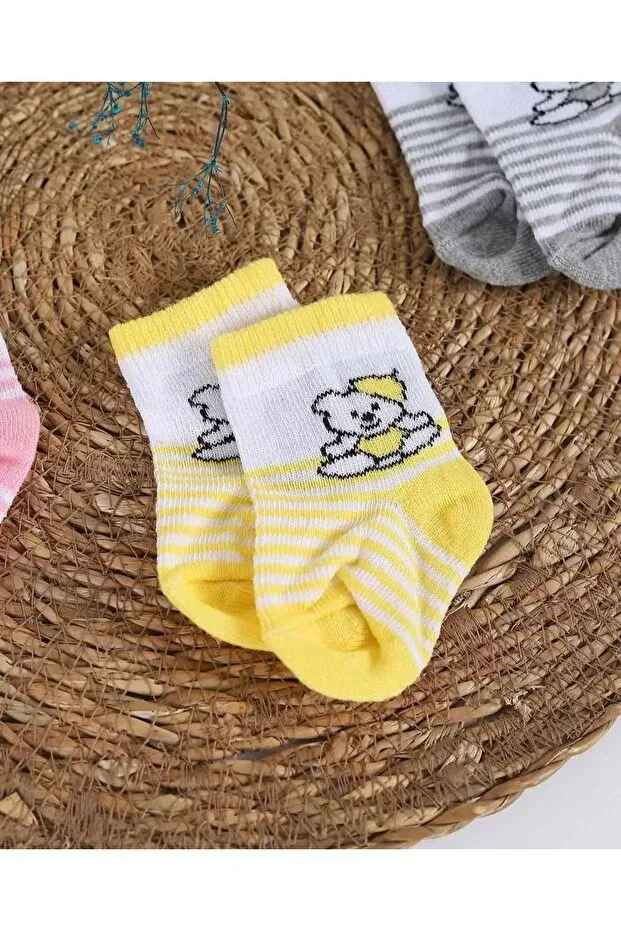 Детские носки для девочек с принтом Colorful bear patterned Butik Lena, White — фото 3