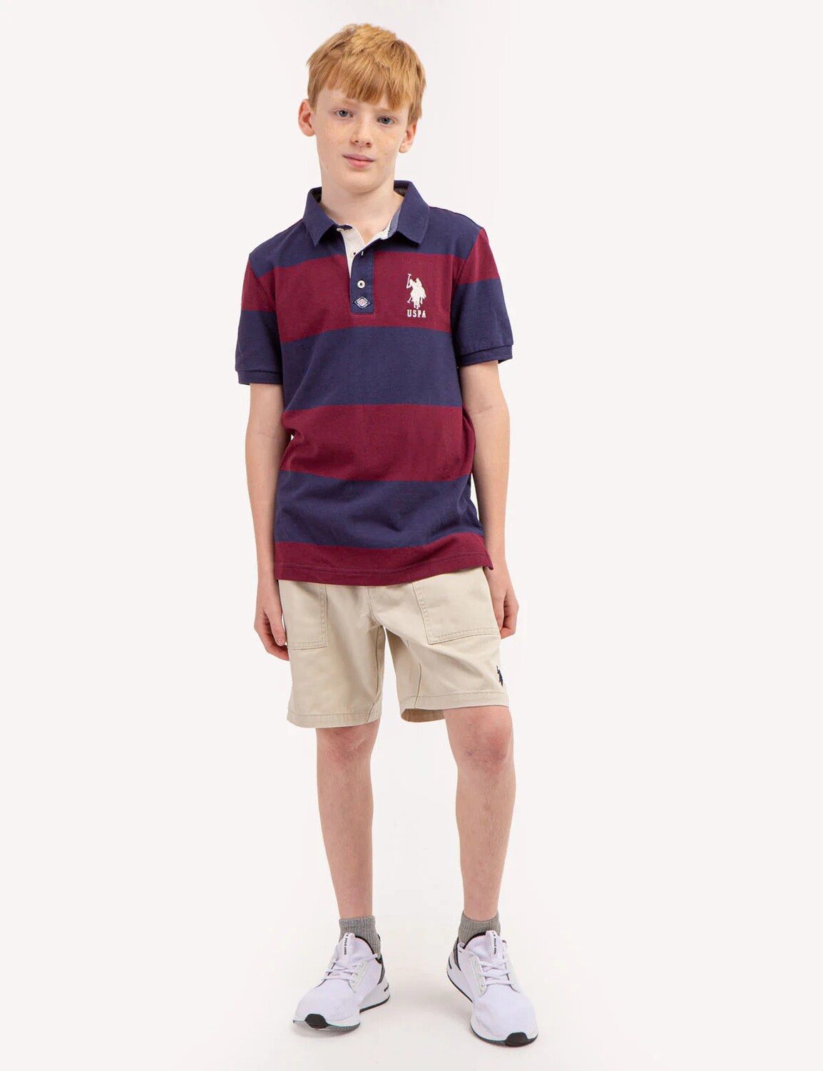 

Футболка поло U.S. Polo Assn. Boys Rugby Stripe, бордовый