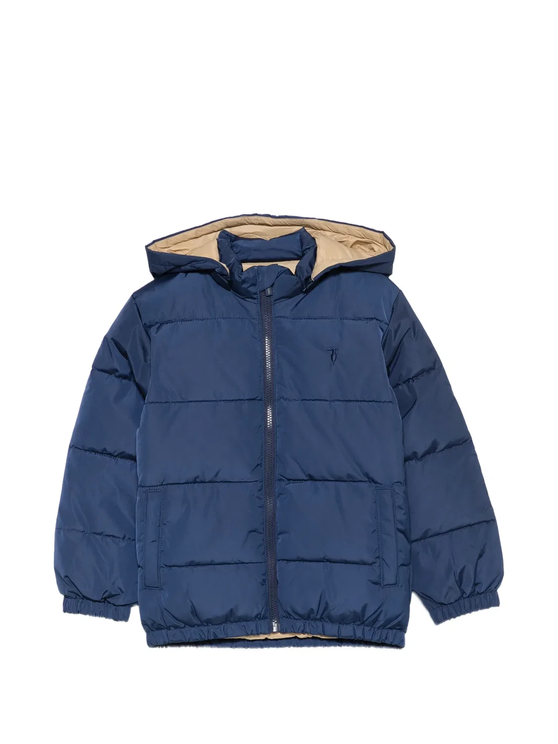 Стеганая куртка с капюшоном синяя Trussardi, синий