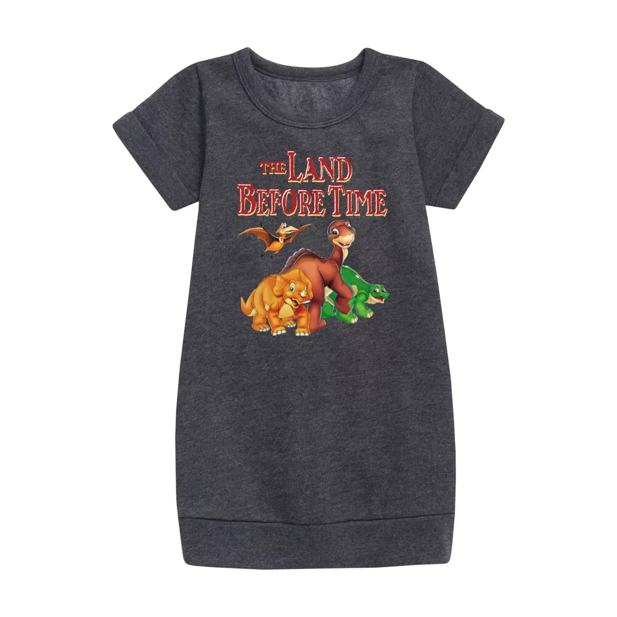 Детское платье из флиса с коротким рукавом Land Before Time, Heather Charcoal