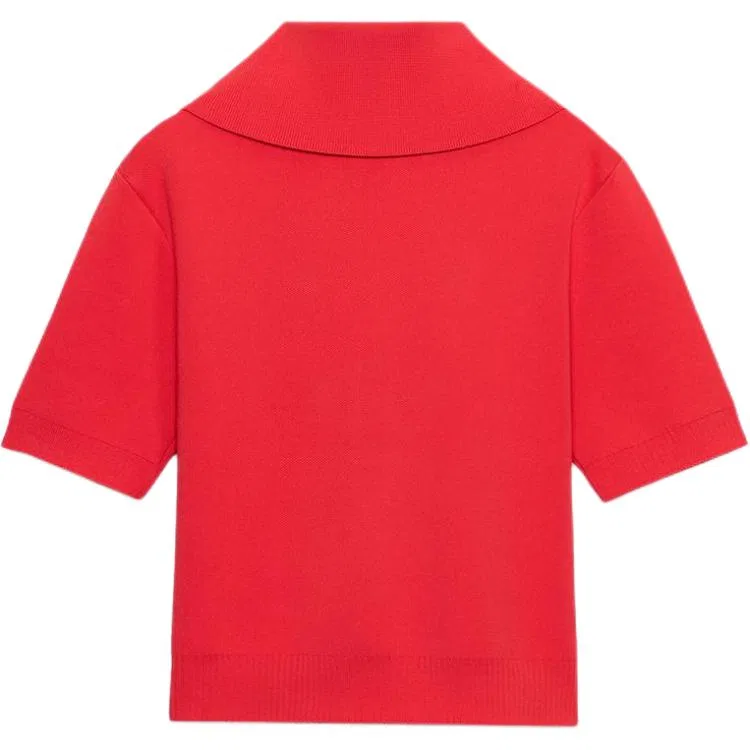 Женский джемпер с отложным воротником Red ZARA, Red — фото 3