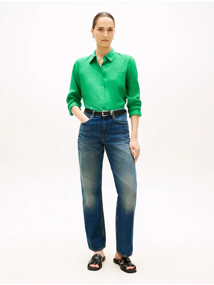 Рубашка из льна TOMMY HILFIGER, Yellow Green — фото 2