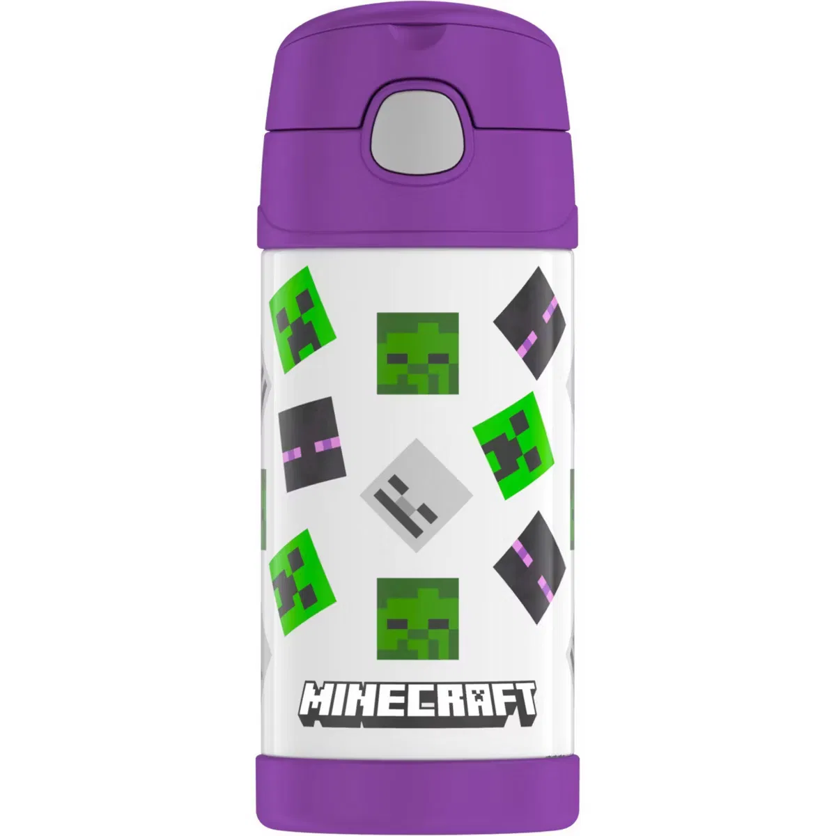 Детская бутылка для воды 350 мл с трубочкой и ручкой Minecraft Girl Thermos, Minecraft Girl