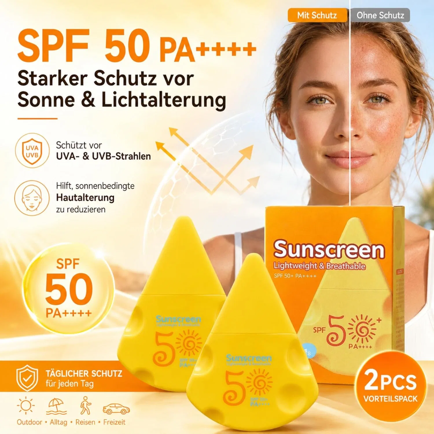 Солнцезащитный крем SPF 50 PA++++, 2 шт, UFkeanlo — фото 2