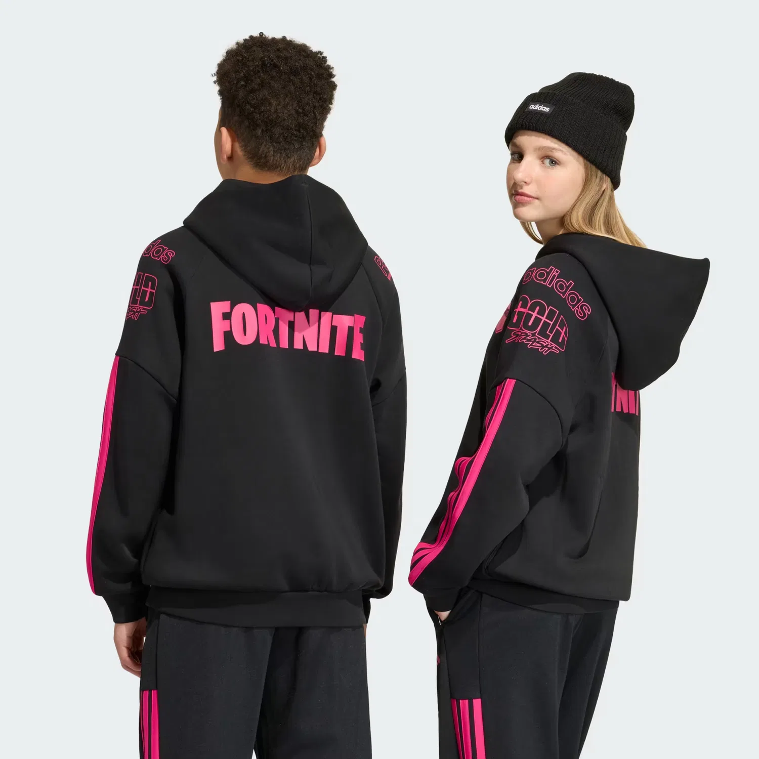 Детское худи свободного кроя adidas x Fortnite Adidas Sportswear, черный/ярко-пурпурный — фото 2