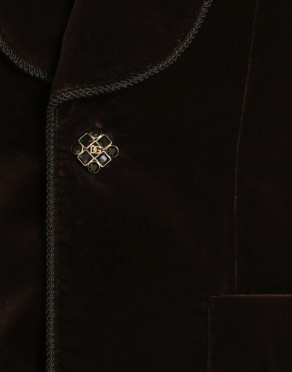 Однобортный бархатный пиджак Dolce & Gabbana, коричневый — фото 3