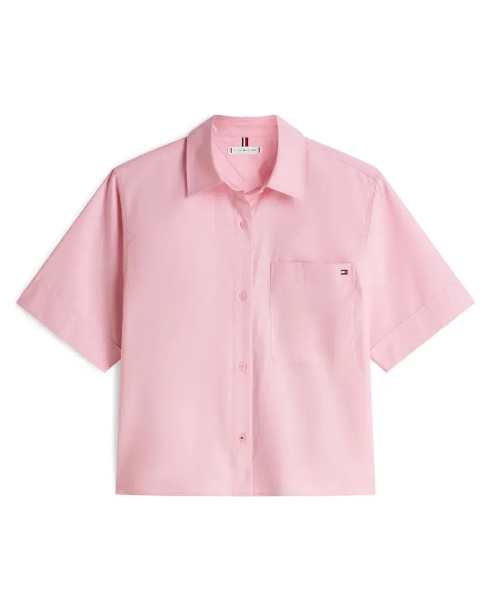 Женская рубашка из поплина с коротким рукавом Tommy Hilfiger, Роза — фото 4