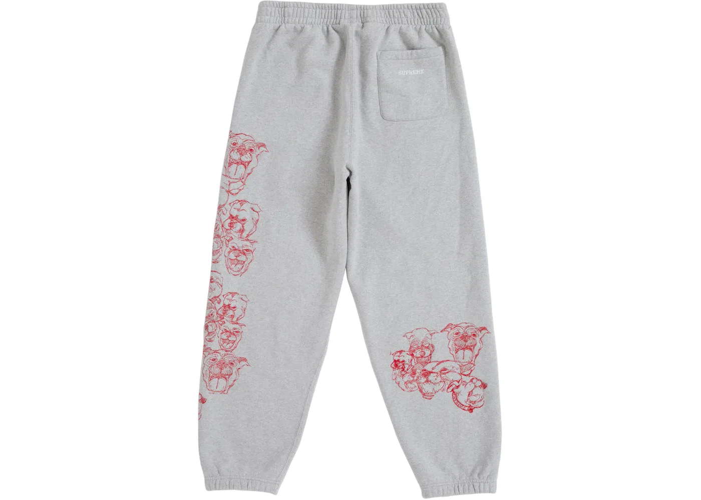 Мужские спортивные штаны с вышивкой Supreme Pitbulls Sweatpant, Heather Grey — фото 3