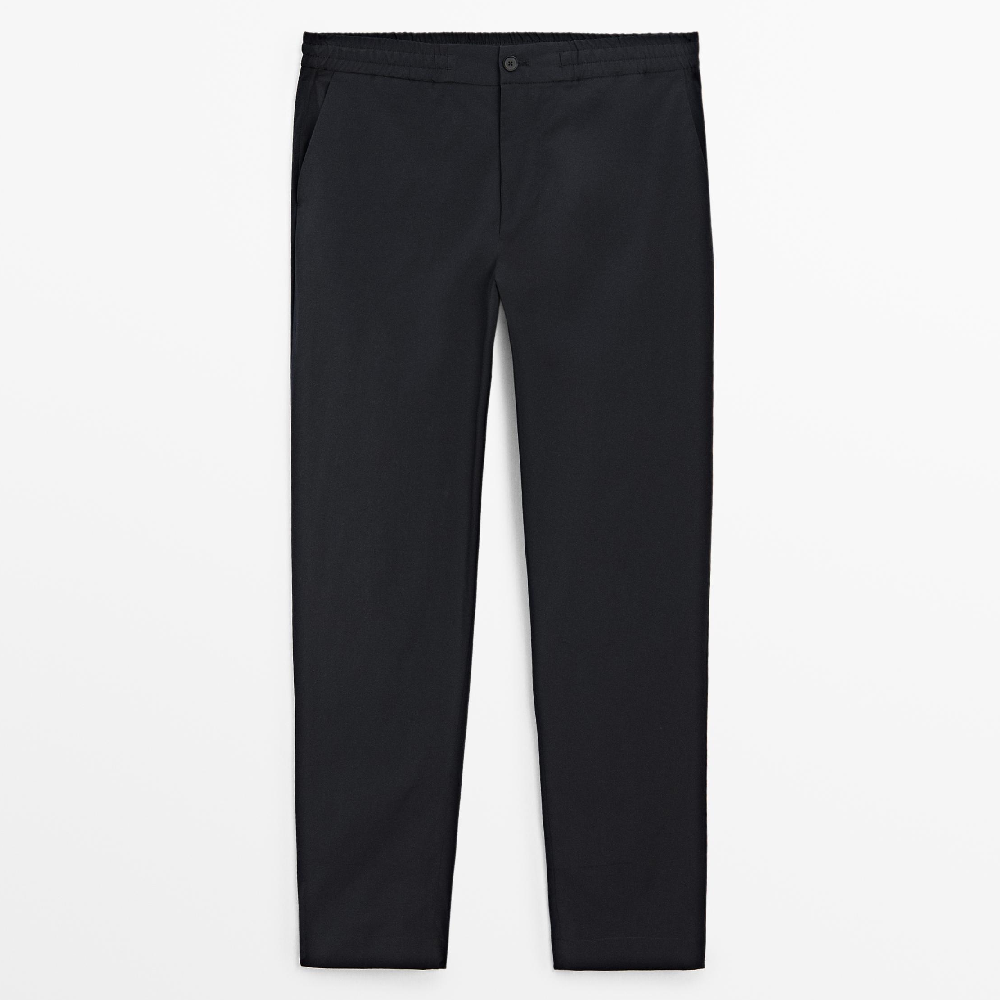 

Брюки Massimo Dutti Regular Fit Technical Fabric, темно-синий