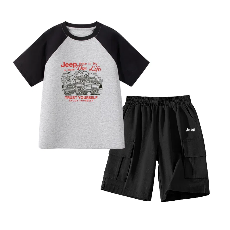 Детский спортивный комплект с принтом Trail Running Sketch, Jeep, Gray Black/E Trail Running Sketch-Black/E White Logo Silicone K
