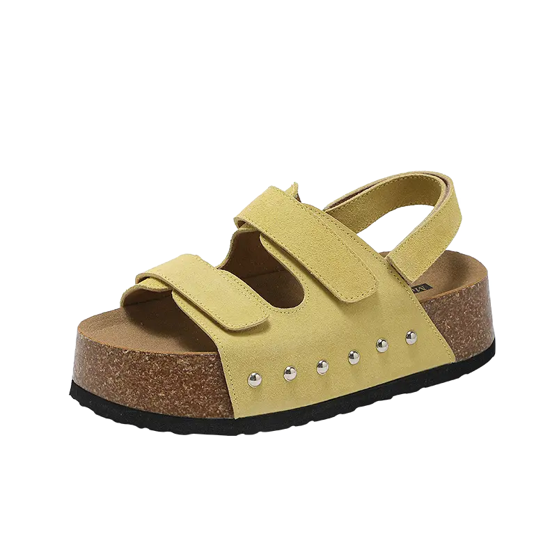 QINGZHUHU Женские сандалии на одной застежке желтые, цвет Yellow