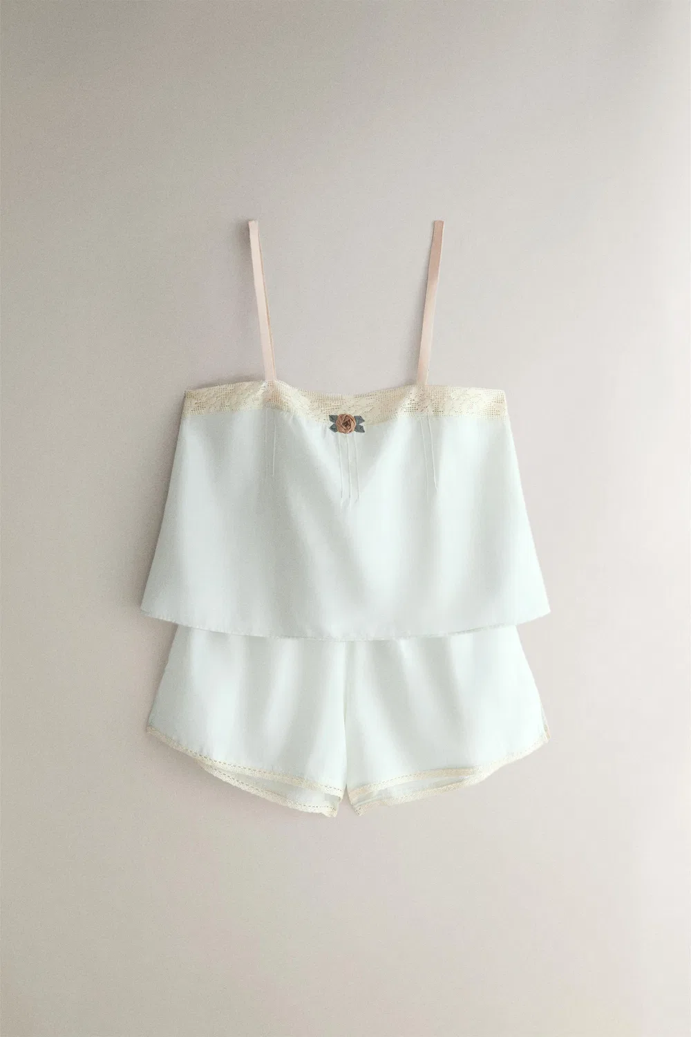 Кружевной топ с цветочным узором ZARA, Light blue — фото 4