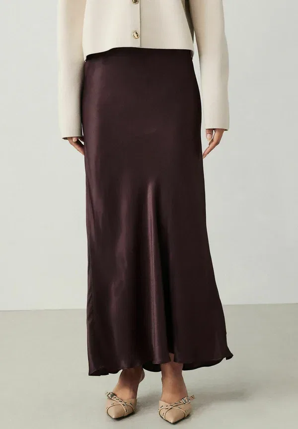 Юбка сатин Maxi skirt Next, chocolate brown, коричневый/шоколадный