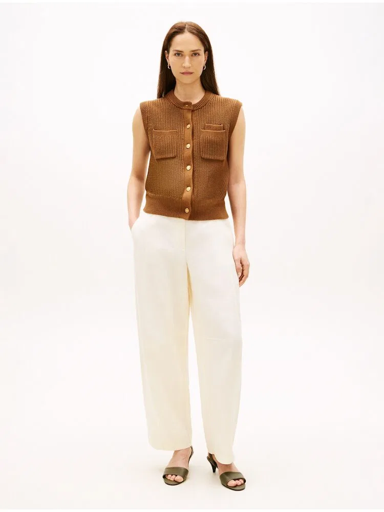 Брюки прямые из льна TOMMY HILFIGER, Beige