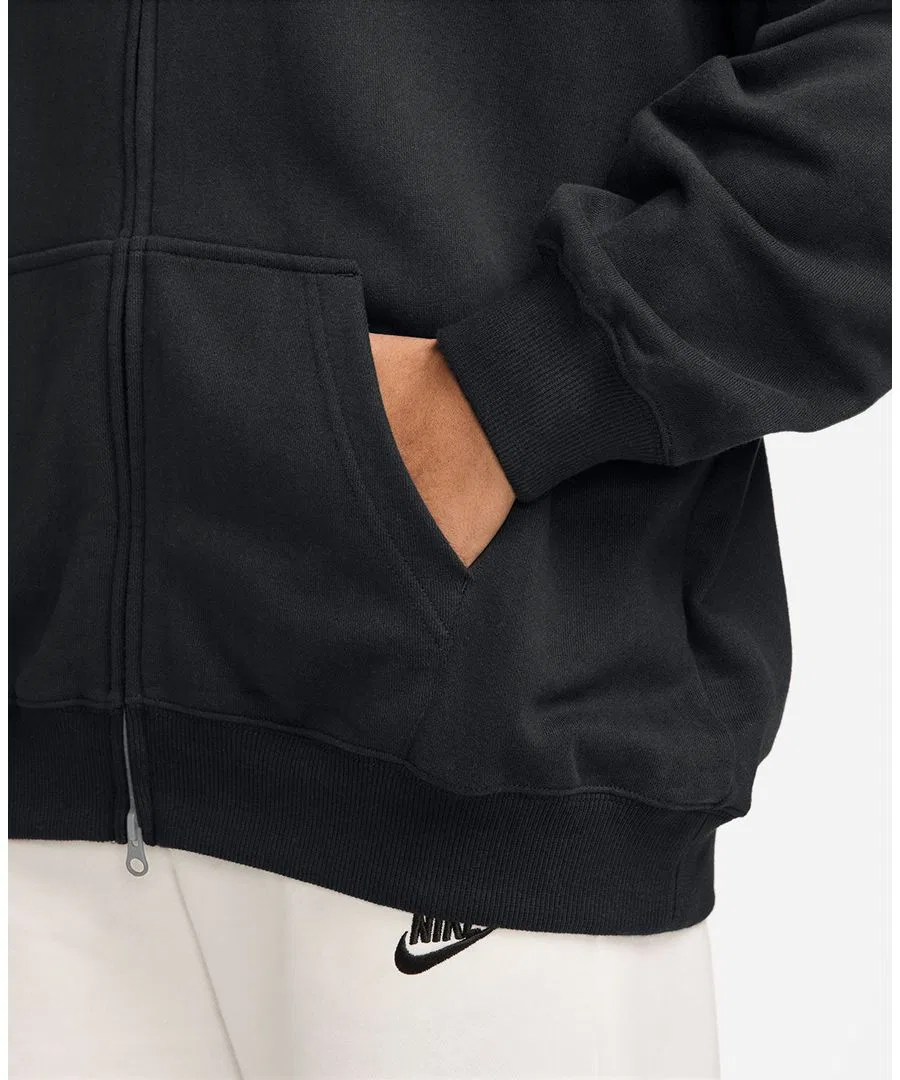 Худи Nike Studio Fleece Lightweight Oversized Full-Zip, Total Black/Sail — фото 2