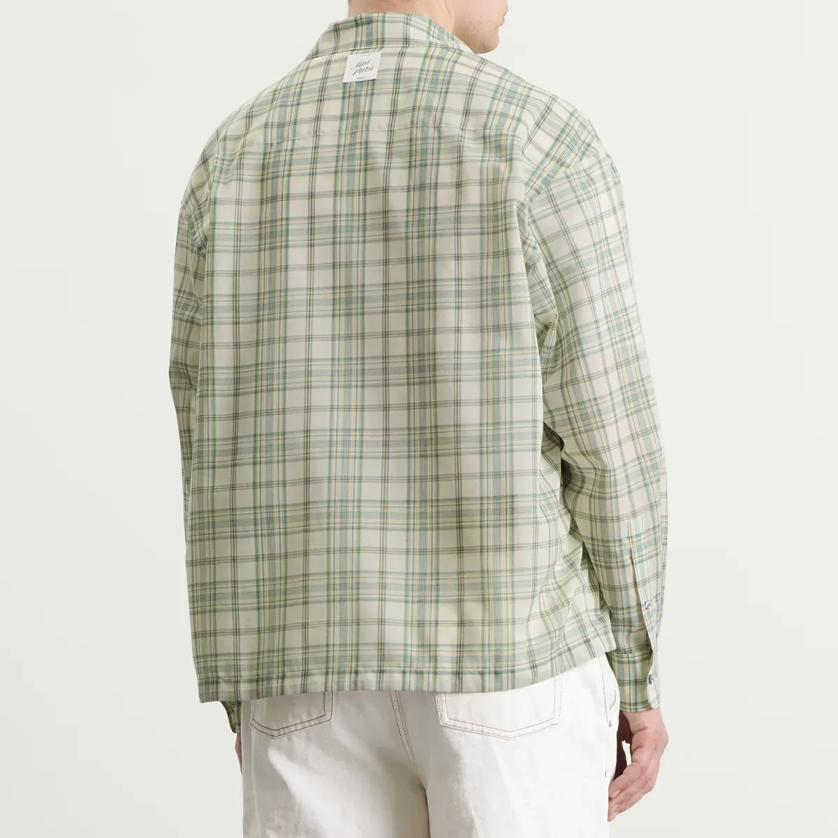 Рубашка свободного кроя с принтом Check Veil Boxy Shirt Ami Paris, Vert Sapin Blanc Creme — фото 3