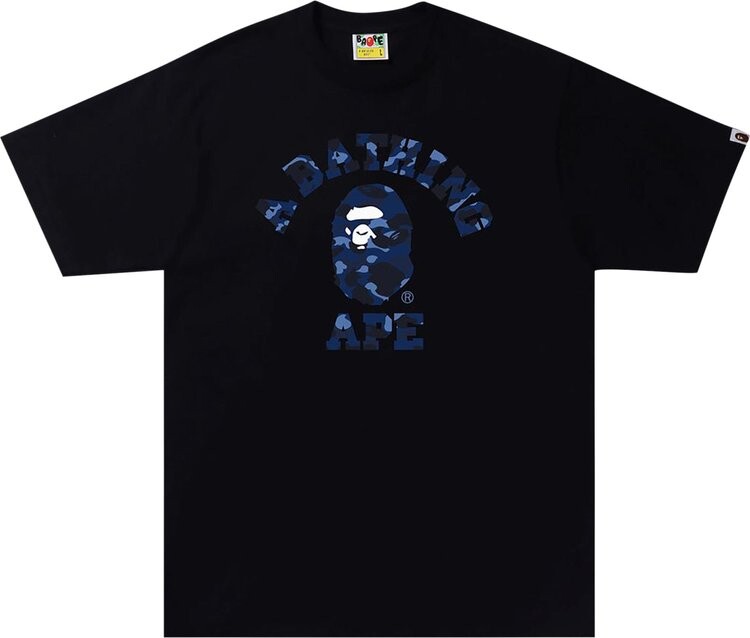 

Футболка BAPE Color Camo A College Tee 'Black/Navy', черный