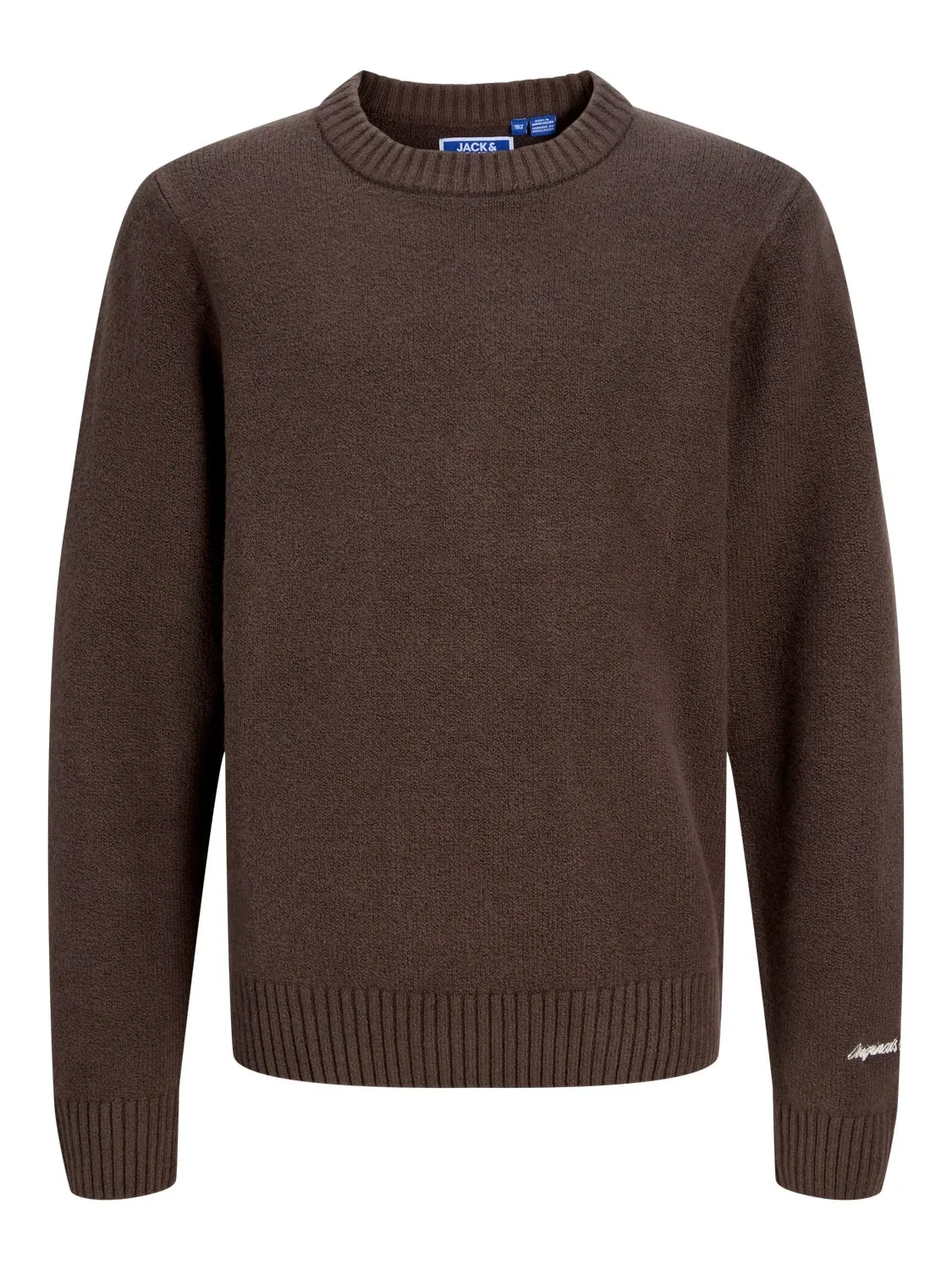Свитшот с круглым вырезом вязаный Jack & Jones Junior, коричневый