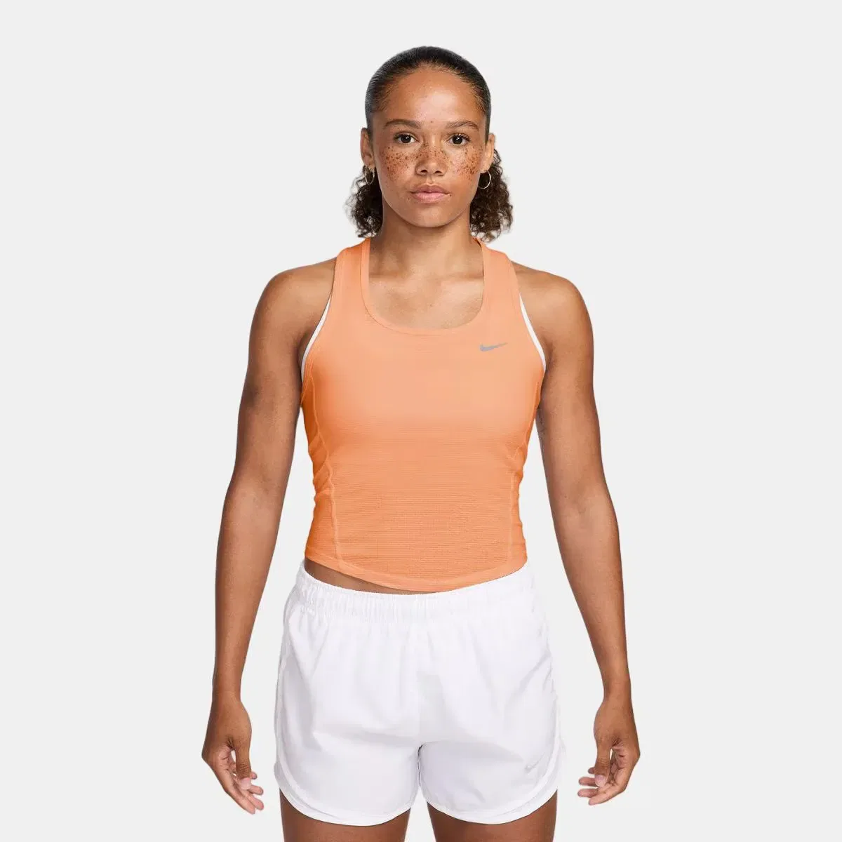 Женский топ с открытыми плечами Tempo DF Crop Mesh Tank Nike, Оранжевый