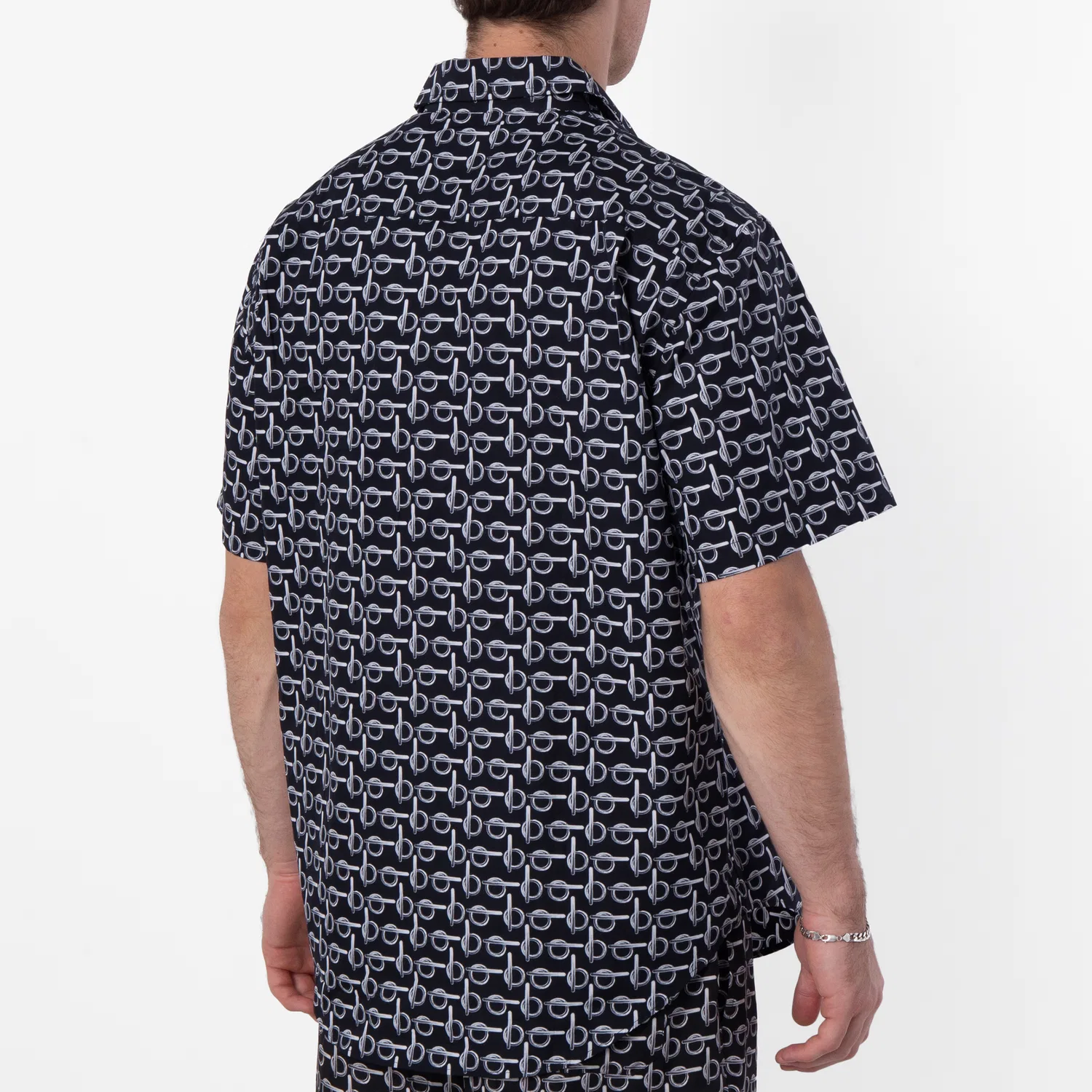 Рубашка с принтом Monogram B Burberry, Silver/Black — фото 4