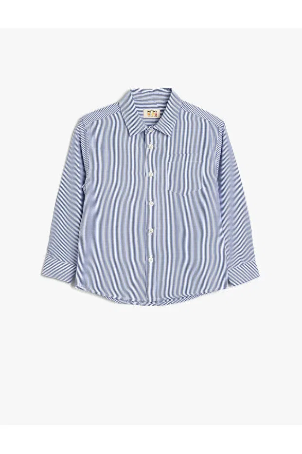 Детское для мальчиков рубашка с длинным рукавом Koton, Blue Striped — фото 2