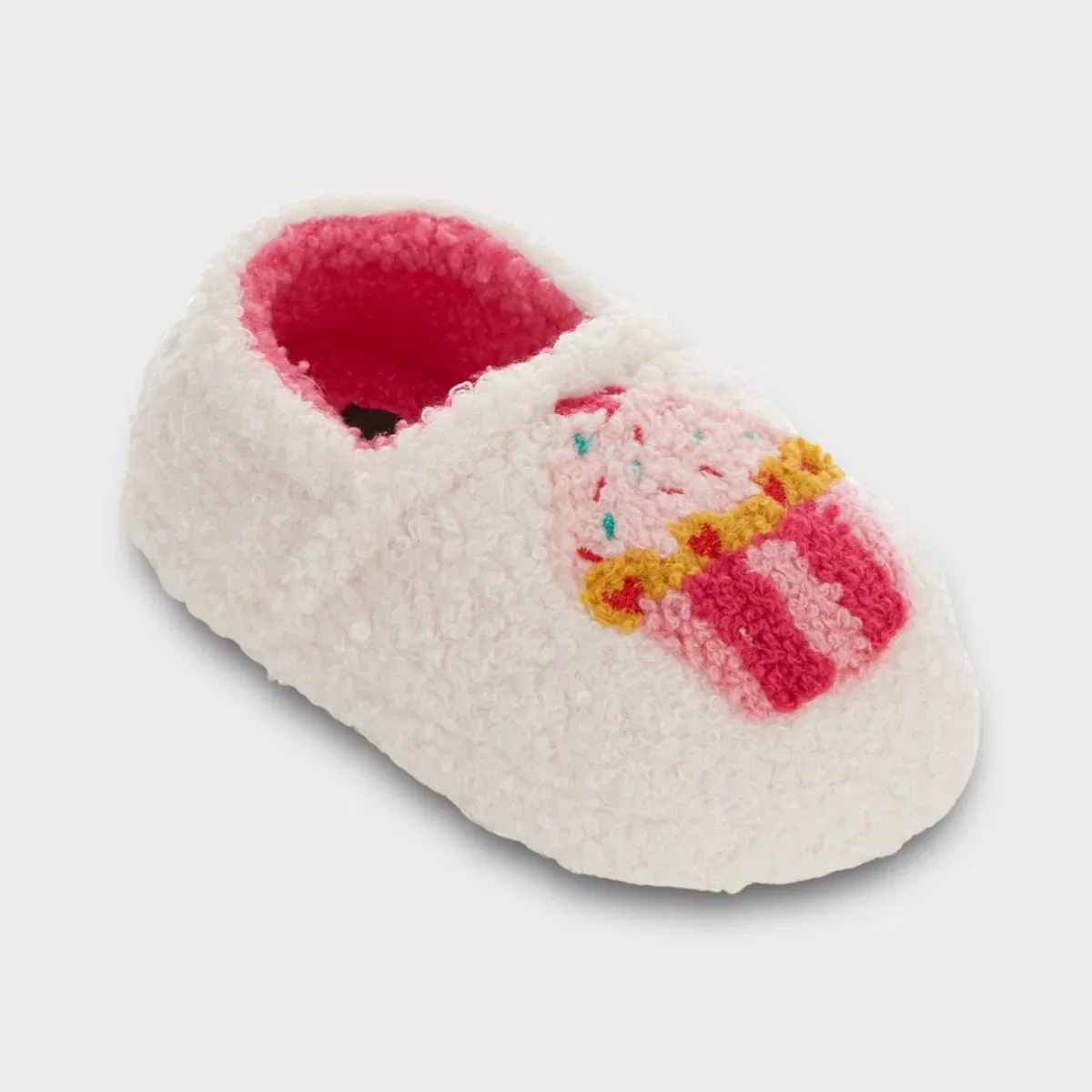 Детские тапочки для девочек с плюшевым верхом Smiley Face Patch Kensie, Ivory Multi