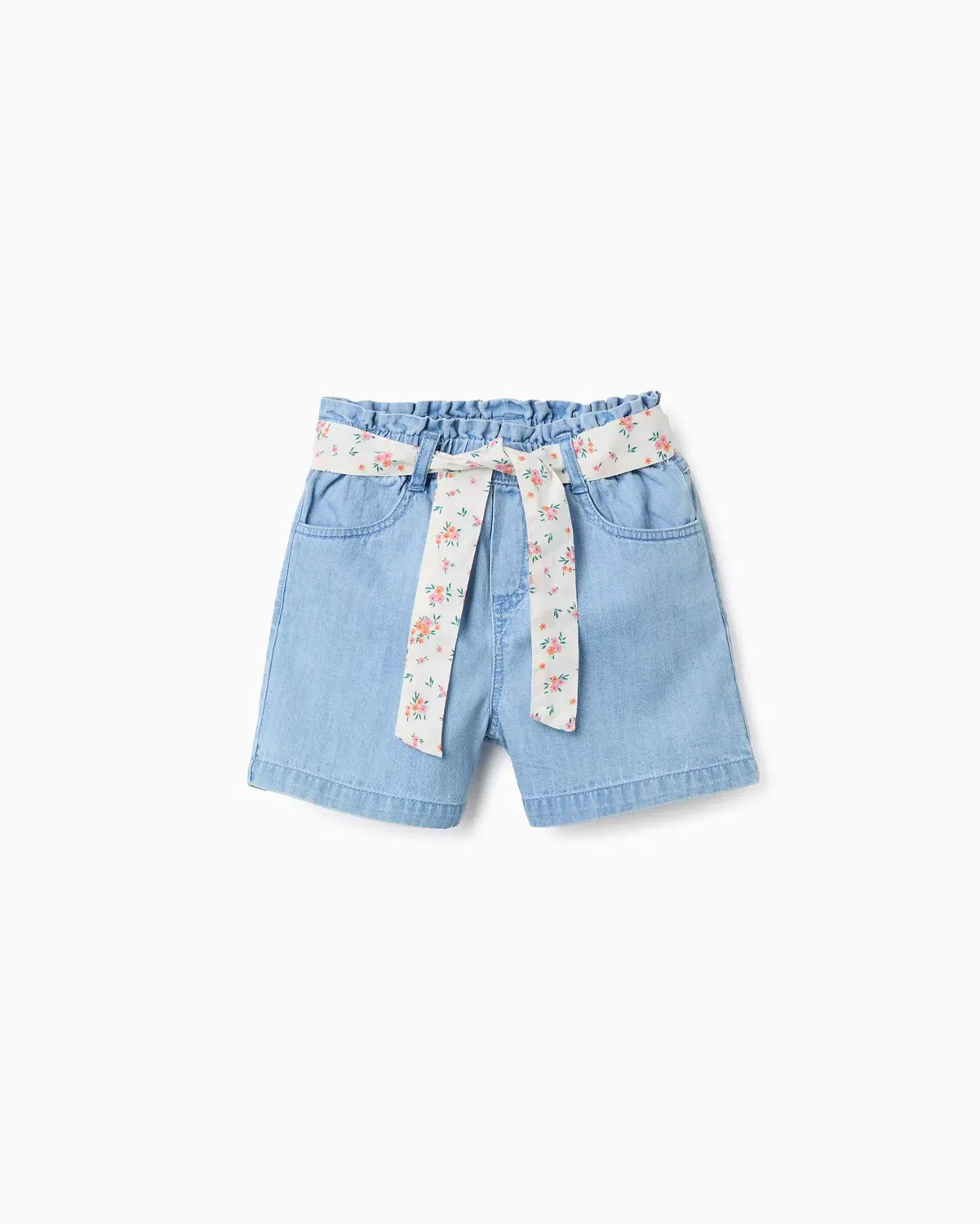 Детские шорты для девочек хлопковые с поясом Zippy, Azul Claro