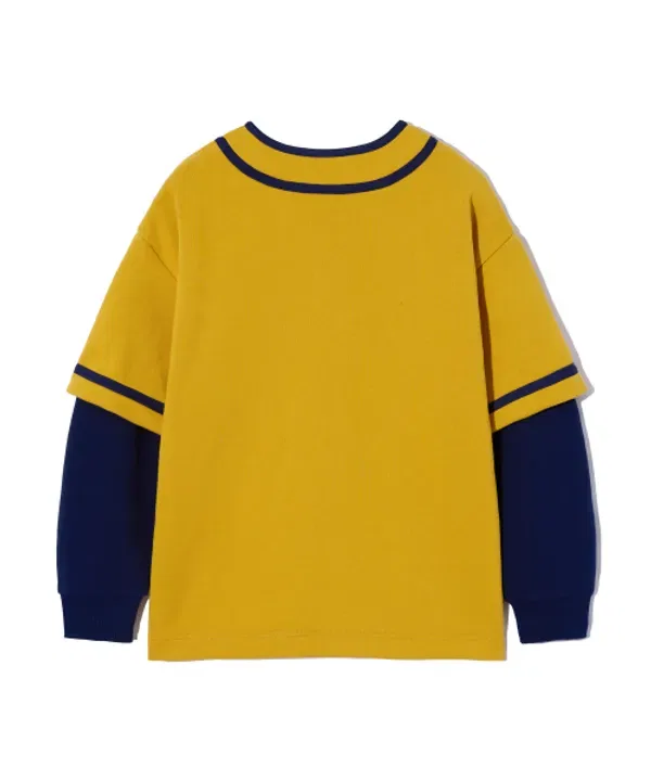 Лонгслив детский с принтом, Kids baseball layered crewneck Brownbreath Kids, желтый — фото 3
