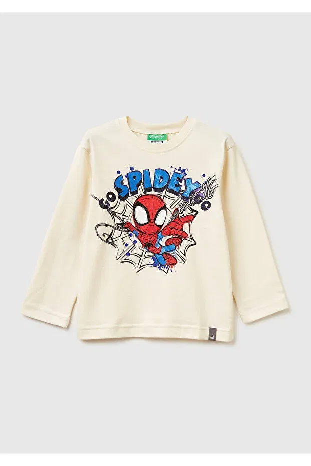 Детская футболка для мальчиков с принтом Spiderman United Colors Of Benetton, Nude Color