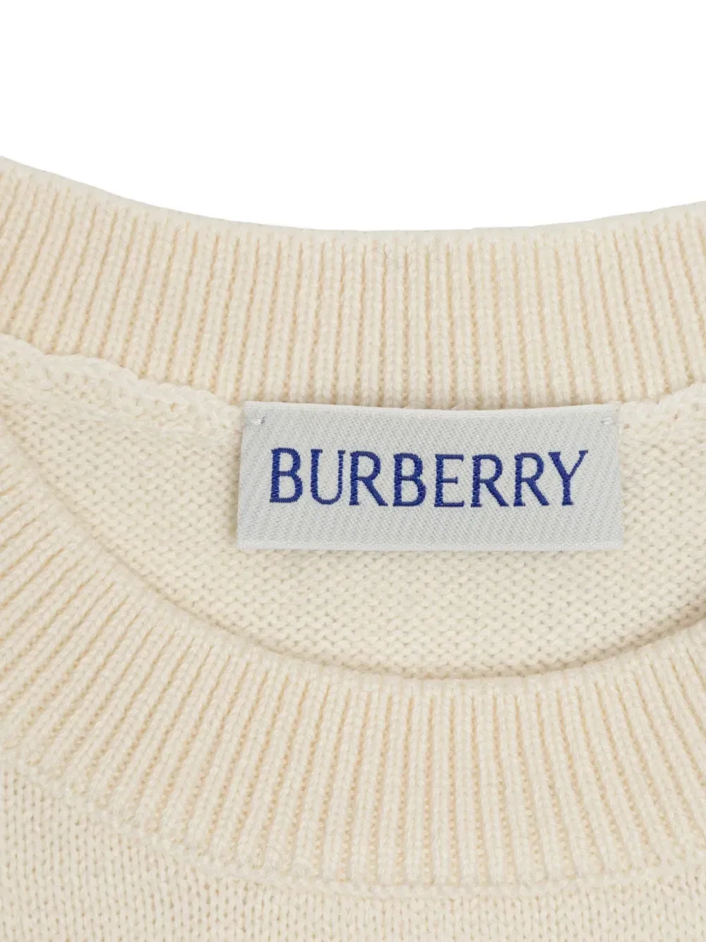 Жаккардовый свитер бежевого цвета с логотипом Burberry Kids, бежевый — фото 3