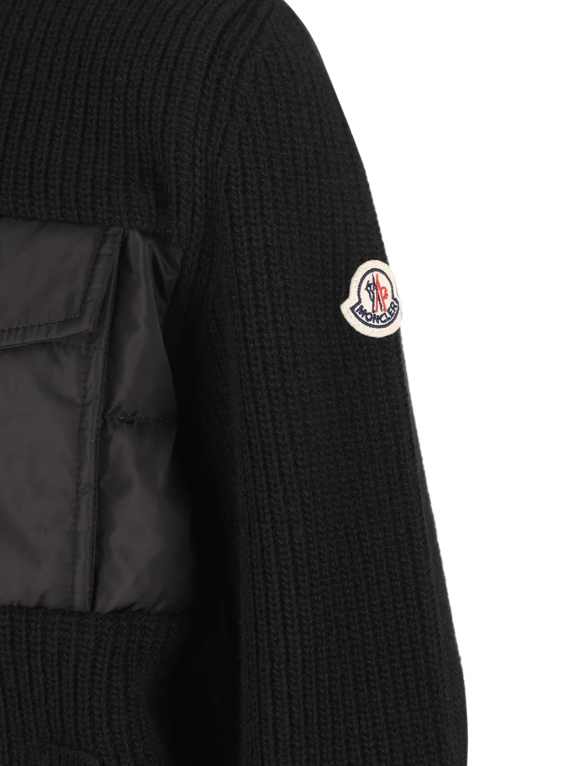 Ребристый кардиган с вставками Moncler Enfant, черный — фото 3