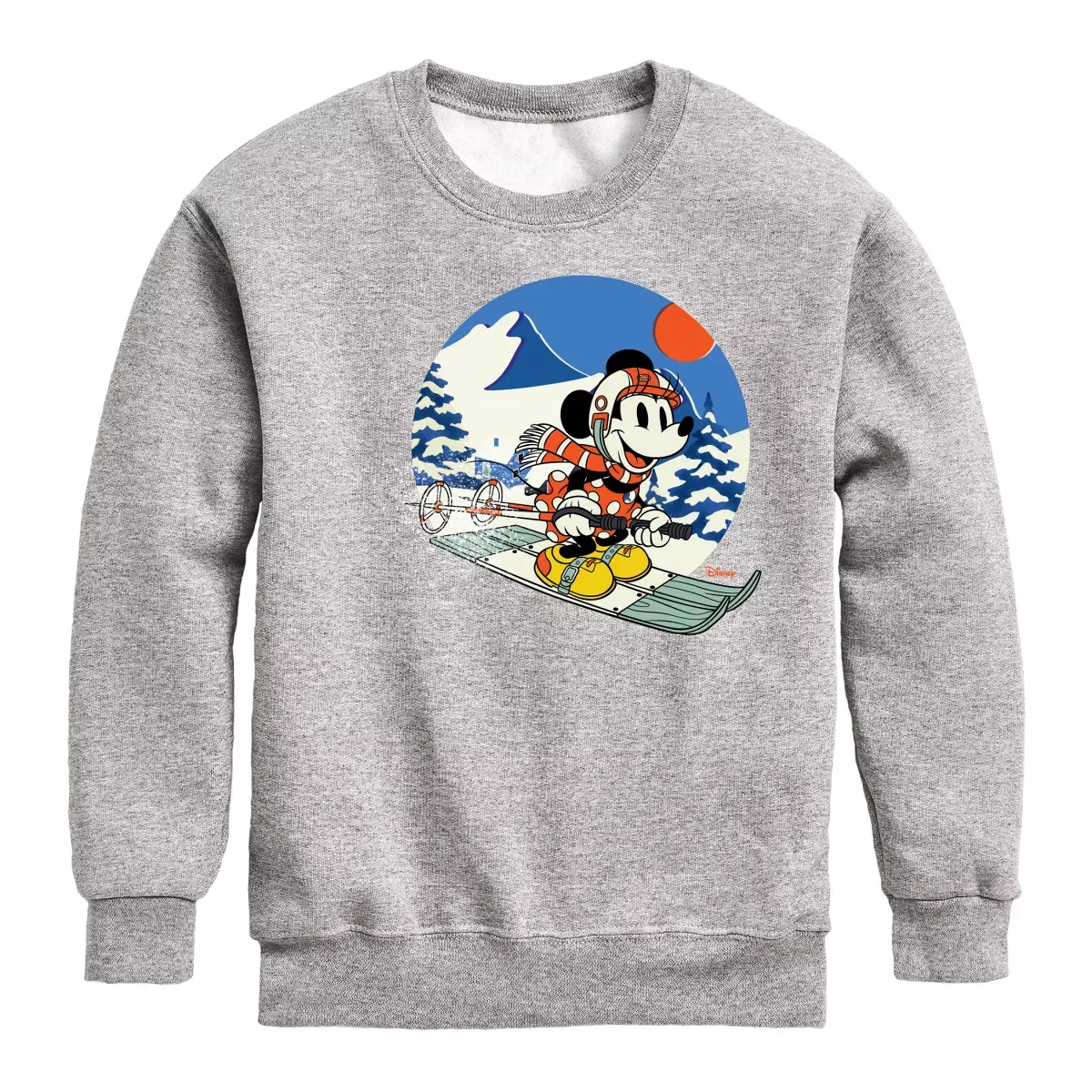Детское худи для мальчиков с принтом Minnie Ski Disney, Athletic Heather