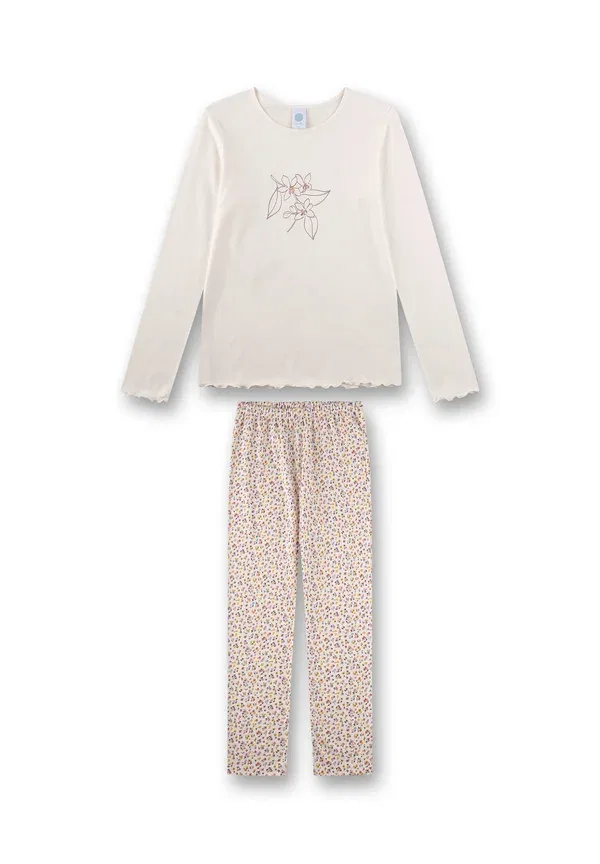 Комплект пижамы с цветочным принтом Langarm blume set Sanetta, beige, бежевый