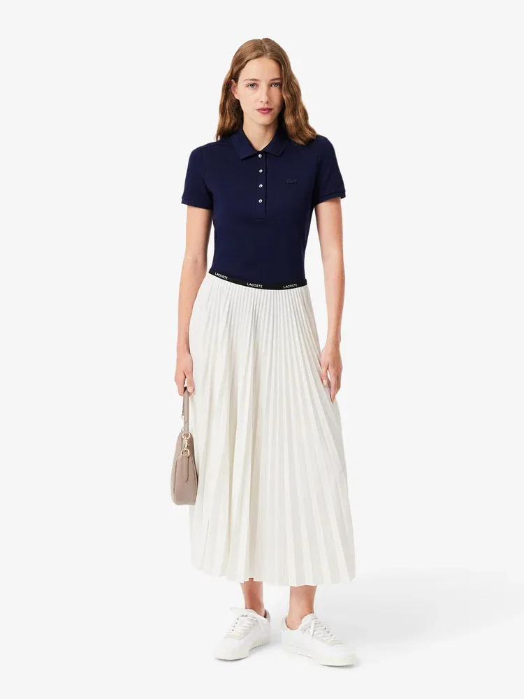 Юбка длинная LACOSTE Essential, плиссированная, белая