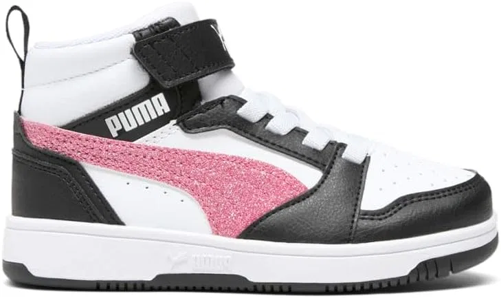 Детские кроссовки для девочек с перфорацией Rebound V6 Mid Glitz PUMA, Black