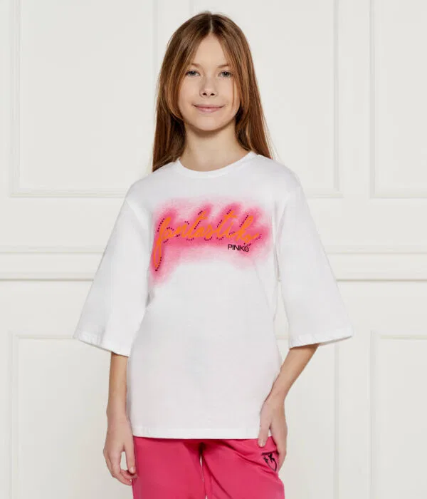 Детская футболка для девочек с принтом T-Shirt Pinko Up, белый