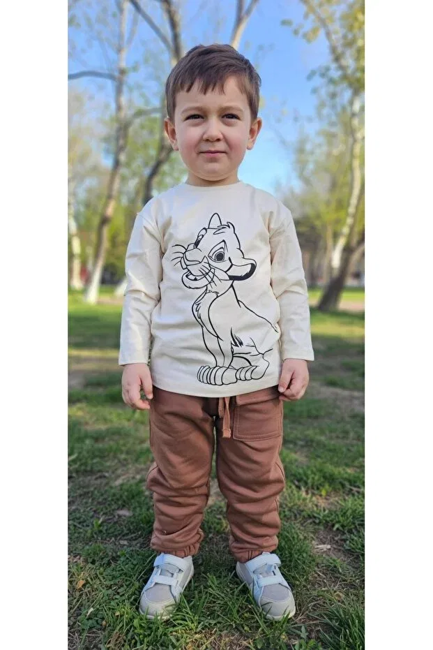 Детский спортивный костюм для мальчиков с принтом Lion Shop, Brown